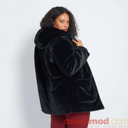 Макси размер дамско палто от еко кожа