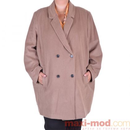 Вълнено дамско палто макси размер