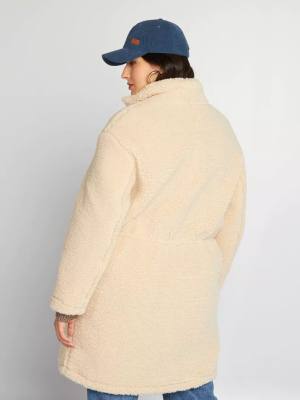 Голям размер дамско палто от шерп