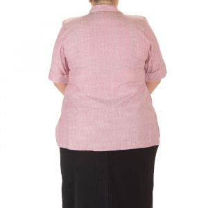 Розова дамска риза с къс ръкав голям номер