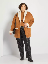 Макис размер палто от изкуствен велур и шерпа