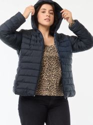 Дамско пухено яке с качулка 