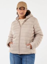 Дамско пухено яке с качулка 