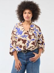 Голям размер дамска блуза с V-образно деколте