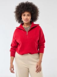 Дамски пуловер с висока яка с цип 