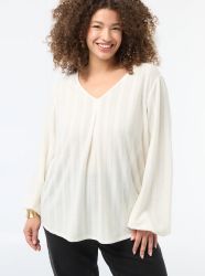 Голям размер дамска блуза с перфорирана плетка 