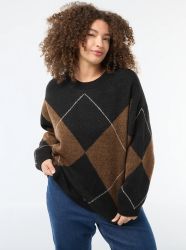 Дамски плетен пуловер макси размер