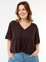 Дамска блуза с перфорирана плетка