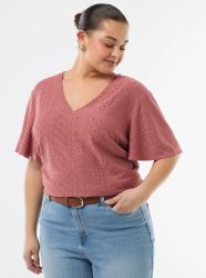 Дамска блуза с перфорирана плетка