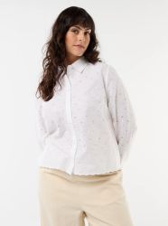 Риза с бродерия на капси и вълнообразни детайли