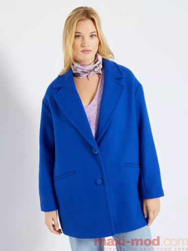 Голям размер дамско  вълнено палто