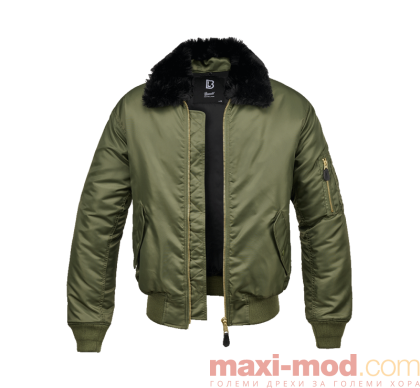 Мъжко зимно бомбър яке с кожена яка – до 5XL