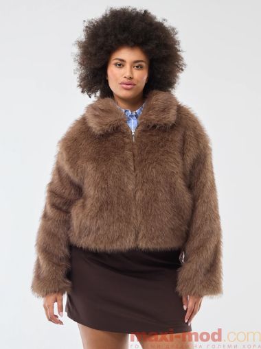 Дамско палто от еко кожа голям размер