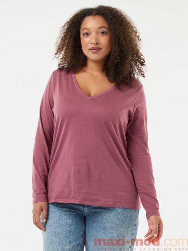 Голям размер дамска блуза с V-образно деколте