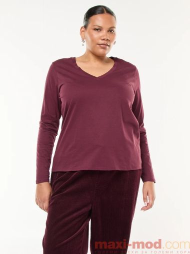 Голям размер дамска блуза с V-образно деколте