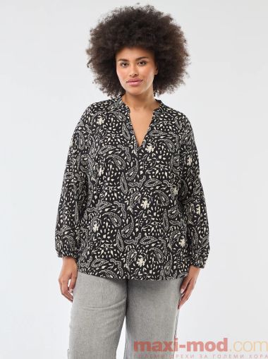 Голям размер дамска блуза с V-образно деколте