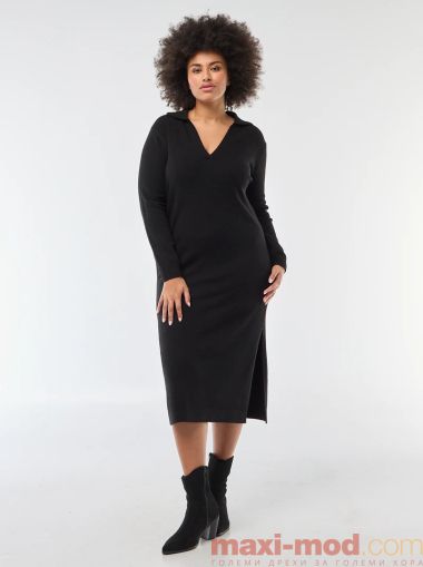 Дълга рокля с поло яка