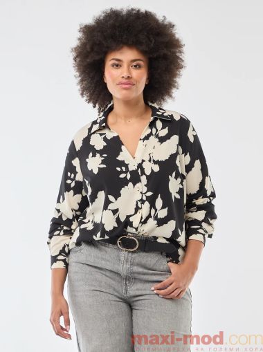 Голям размер дамска риза с креп ефект