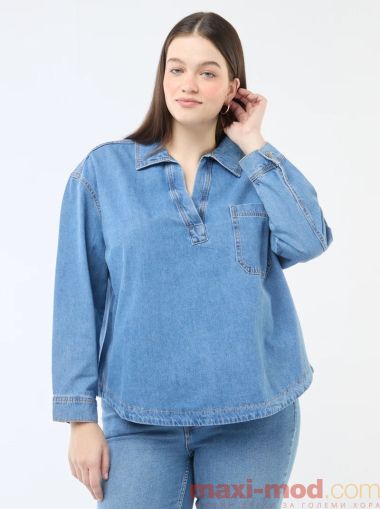 Дънкова блуза с права кройка