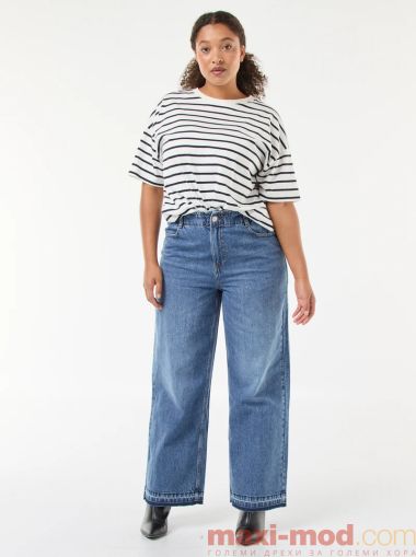 Дамски дънки с широки крачоли и ластик в колана