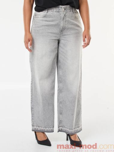 Дамски дънки с широки крачоли и ластик в колана