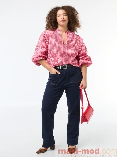 Голям размер дамска карирана блуза 