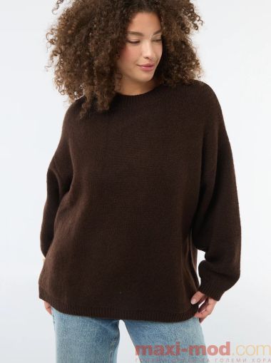 Дамски плетен пуловер макси размер