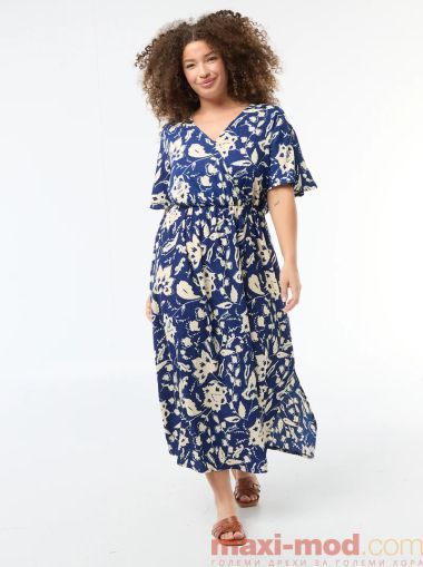 Дълга рокля с V-образно деколте