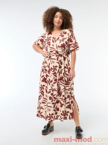 Дълга рокля с V-образно деколте