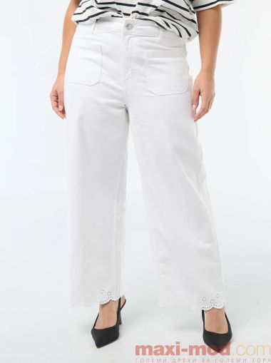 Дънки с висока талия и широки крачоли с джобове отпред