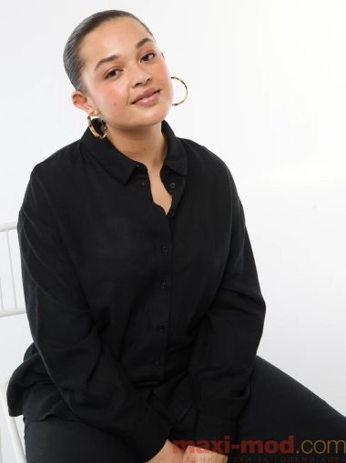 Ефирна риза дълъг ръкав  от ленен и памук