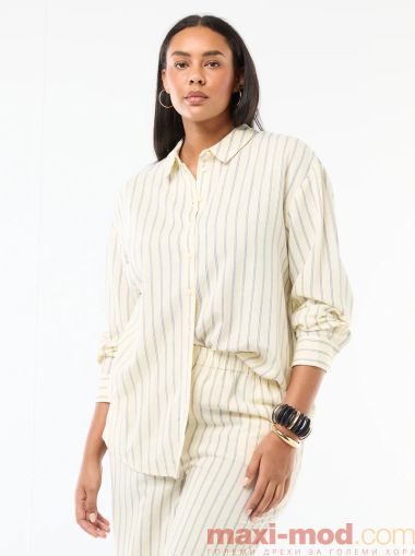 Ефирна риза дълъг ръкав  от ленен и памук