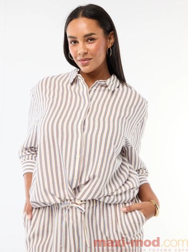 Ефирна риза дълъг ръкав  от ленен и памук