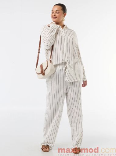 Дамски панталон с прав крачол от ленена смес