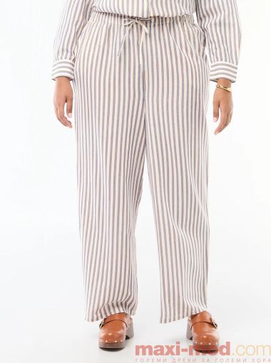 Дамски панталон с прав крачол от ленена смес