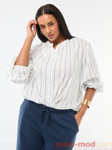 Дамска риза с кръгло деколте и дълъг ръкав