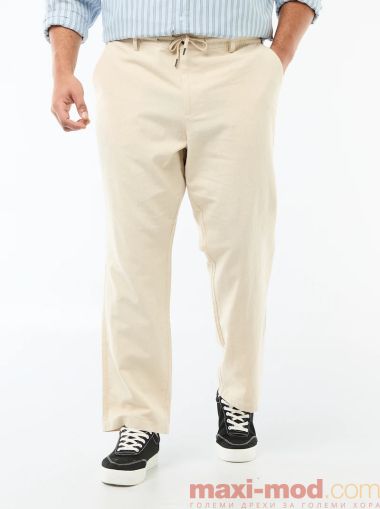 Широки ленен панталон голям размер