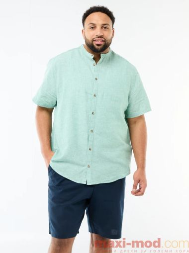 Ленена риза с мандарин яка голям размер