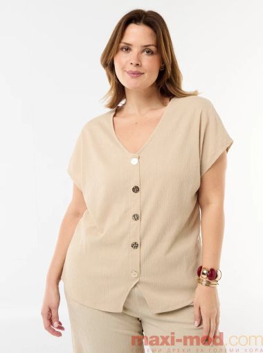 Дамска жилетка с къс ръкав макси размер