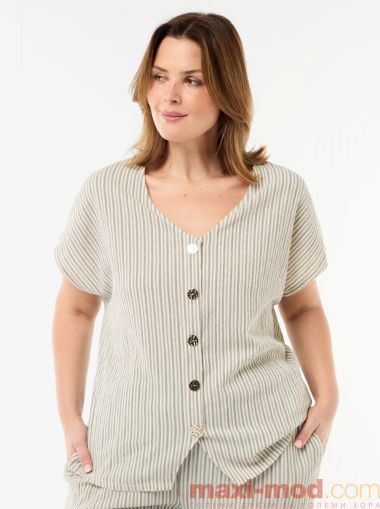 Дамска жилетка с къс ръкав макси размер