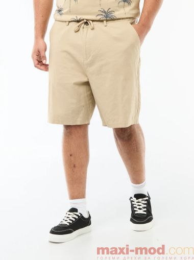 Голям размер мъжки ленени бермуди