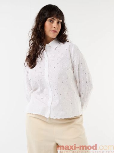 Риза с бродерия на капси и вълнообразни детайли