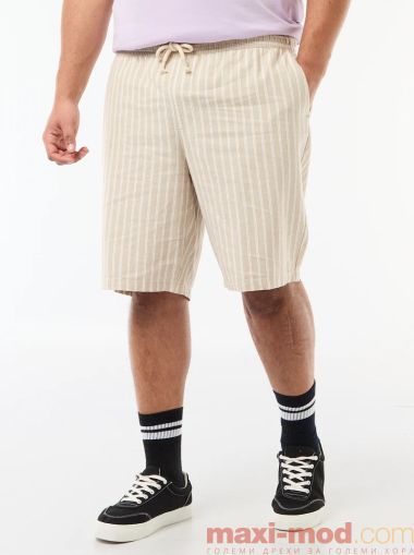 Голям размер мъжки ленени бермуди