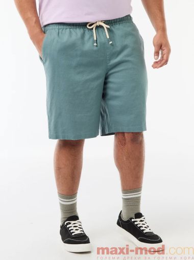 Голям размер мъжки ленени бермуди
