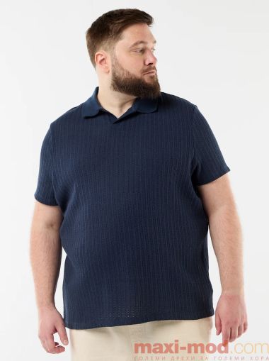 Плетена поло блуза с къс ръкав