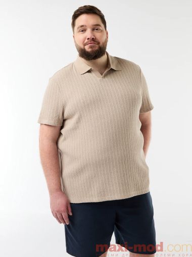 Плетена поло блуза с къс ръкав