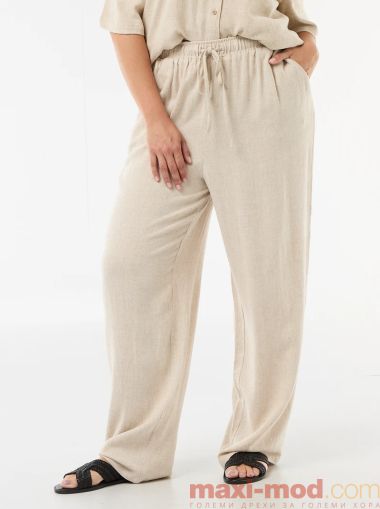 Широк дамски панталони от ленена смес 