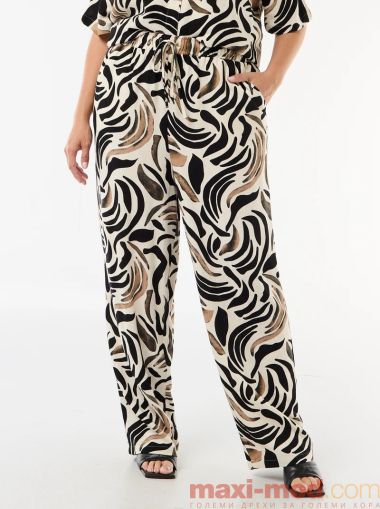 Широк дамски панталони от ленена смес 