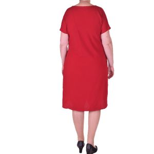 Червена дамска рокля голям размер