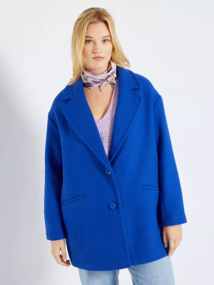 Голям размер дамско  вълнено палто